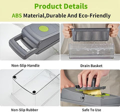 14 in 1 Multifunctional Vegetable Chopper, Mandoline Dicer, Slicer, With Container Box